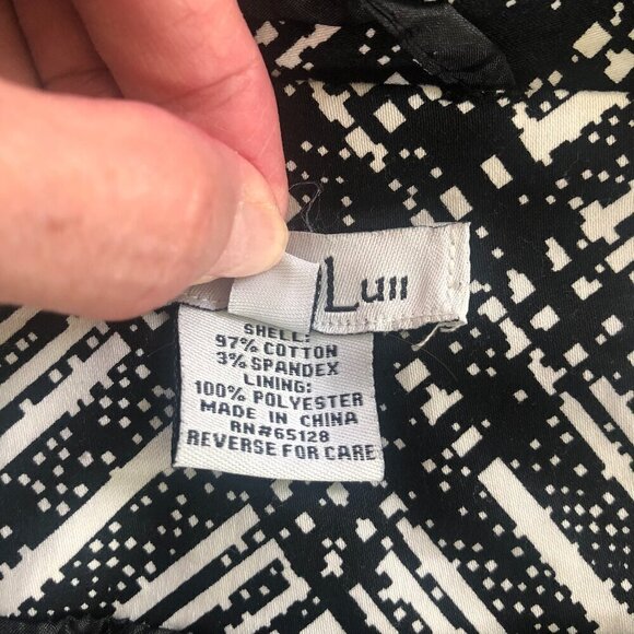 Luii Short Trench Coat Jacket Black White Plaid Size Large - Picture 9 of 12